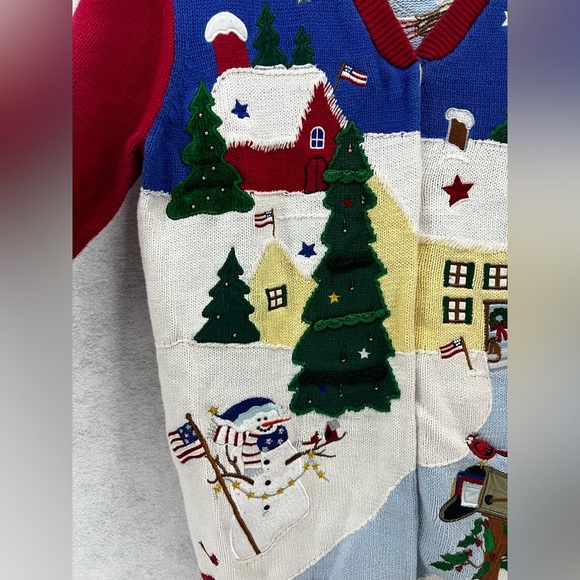 Quacker Factory Embellished Christmas Home Tree‎ Sweater Angel Peace Size M A34 - Picture 2 of 13